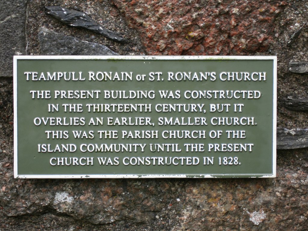 PLAQUE AT ST RONAN'S CHURCH